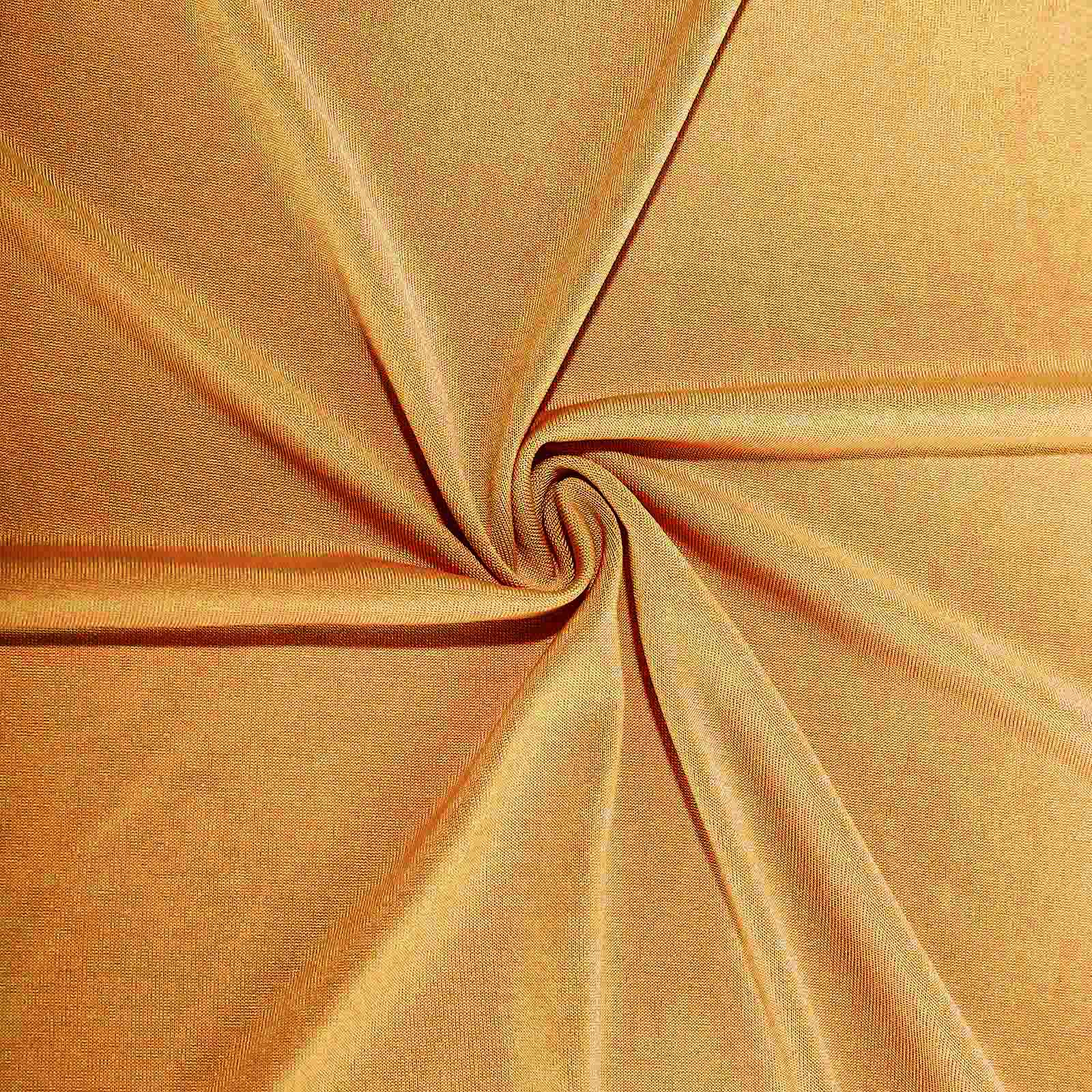 Gold 4-way stretch spandex curtain drapes, wrinkle-free backdrop panel.