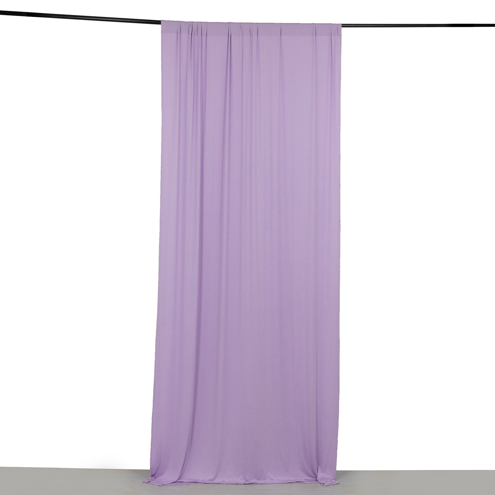 Lavender 4-way stretch spandex event curtain drapes, wrinkle-free backdrop.