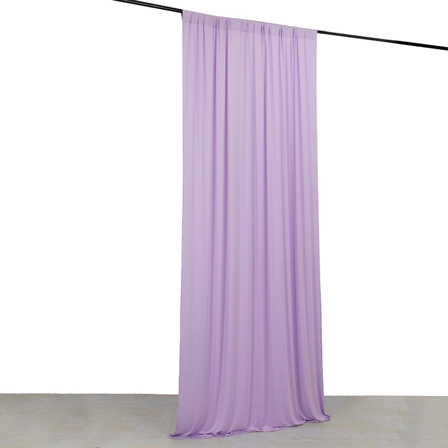 Lavender 4-way stretch spandex curtain drape, wrinkle-free backdrop panel.