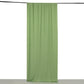 Sage green 4-way stretch spandex event curtain drape hanging vertically.