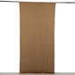 Taupe 4-way stretch spandex event curtain drape, wrinkle-free backdrop.