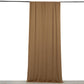Taupe 4-way stretch spandex event curtain drapes, wrinkle-free backdrop.
