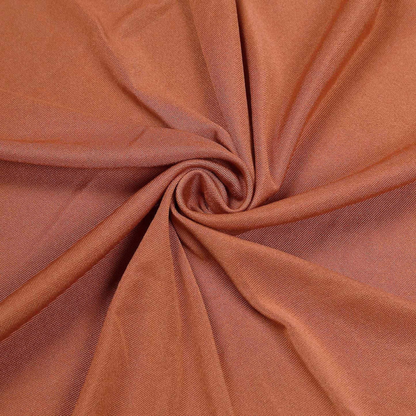 Terracotta 4-way stretch spandex event curtain drapes, wrinkle-free backdrop.