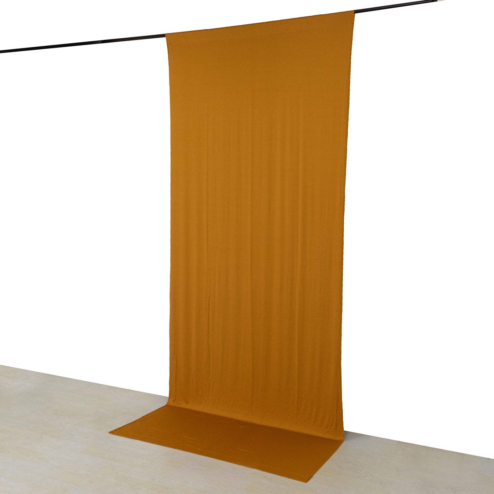 Gold 4-way stretch spandex backdrop curtain drape, wrinkle-free, 5ftx12ft.