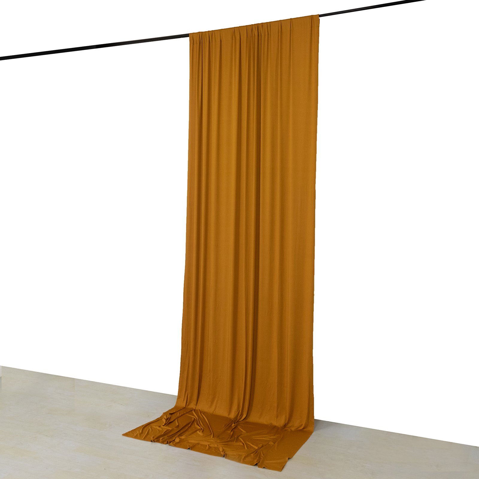 Gold 4-way stretch spandex backdrop curtain drape, wrinkle-free, 5ftx12ft.