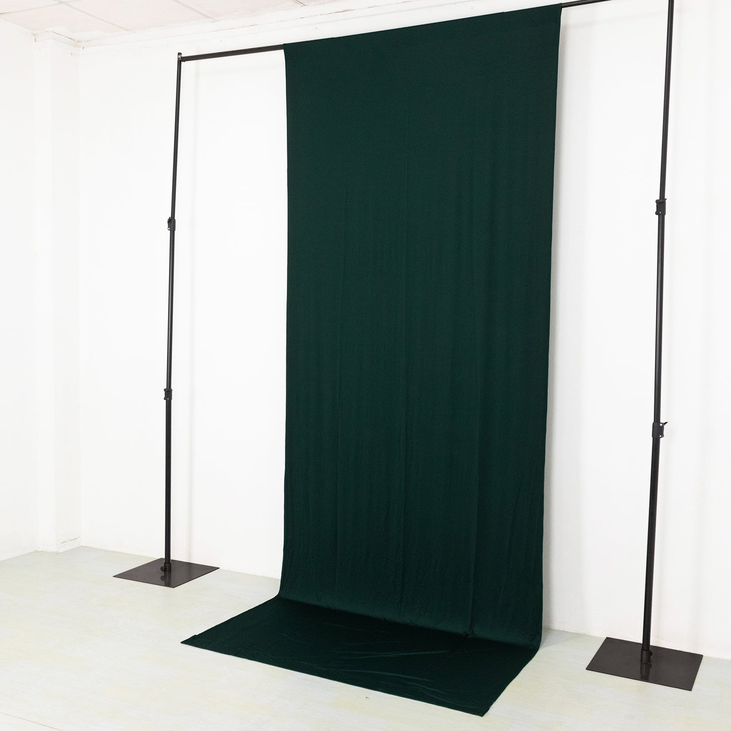 Hunter emerald green 4-way stretch spandex event curtain drapes backdrop.