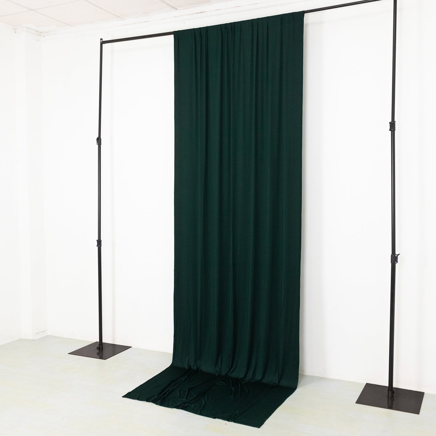 Hunter emerald green 4-way stretch spandex event curtain drapes.