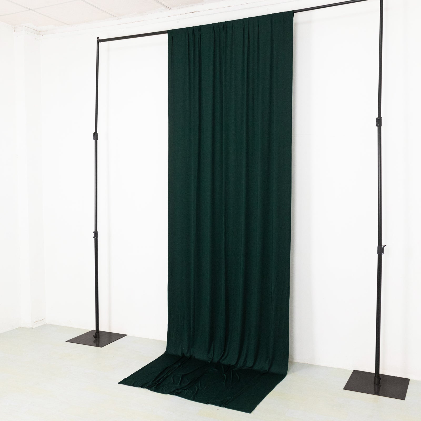 Hunter emerald green 4-way stretch spandex event curtain drapes.