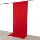 Red 4-way stretch spandex event curtain drapes, wrinkle-free backdrop panel.