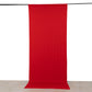 Red 4-way stretch spandex event curtain drapes, wrinkle-free backdrop panel.