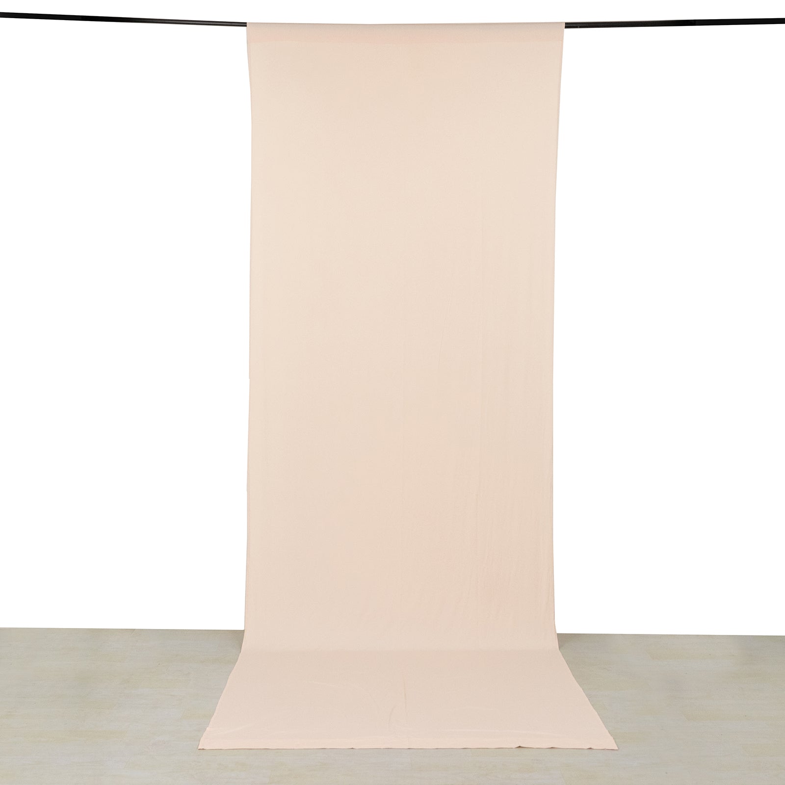 Blush 4-way stretch spandex event curtain drape, wrinkle-free backdrop panel.