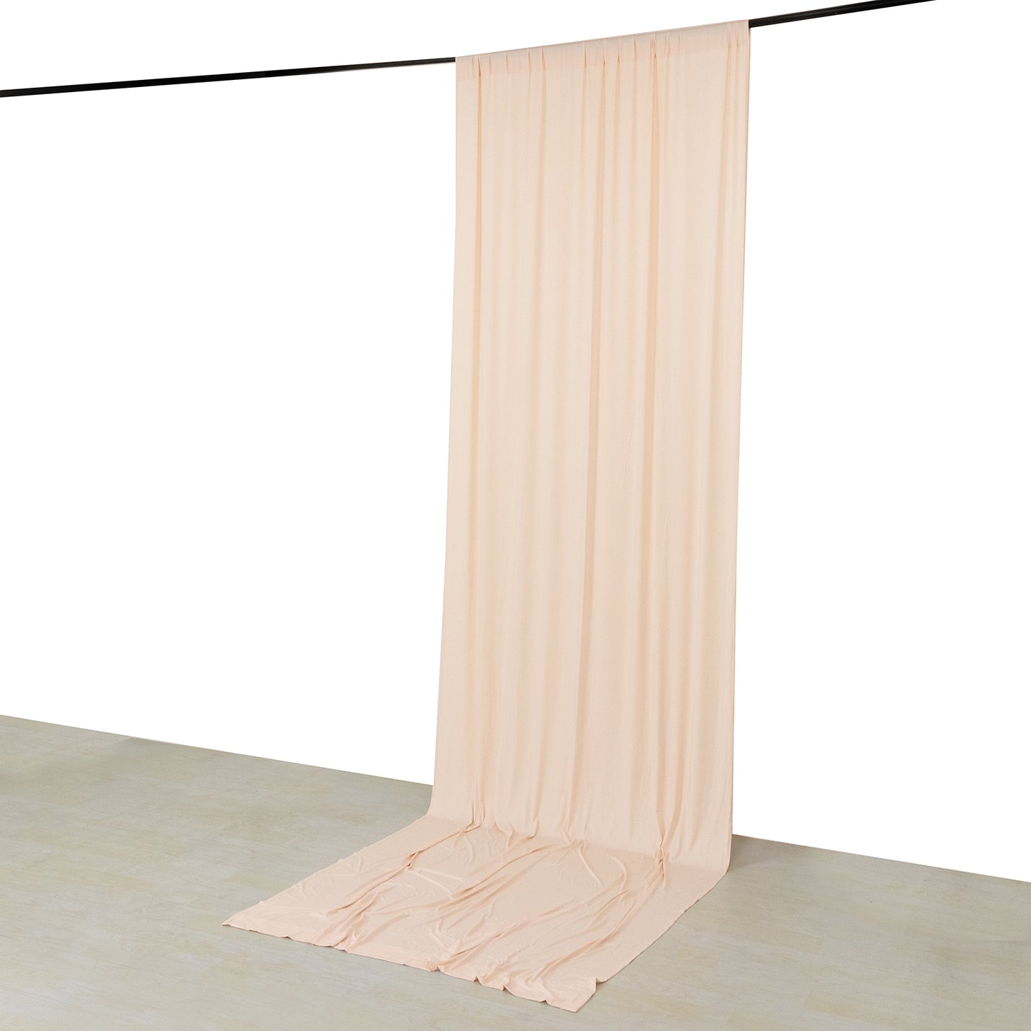 Blush 4-way stretch spandex event curtain drapes backdrop panel.