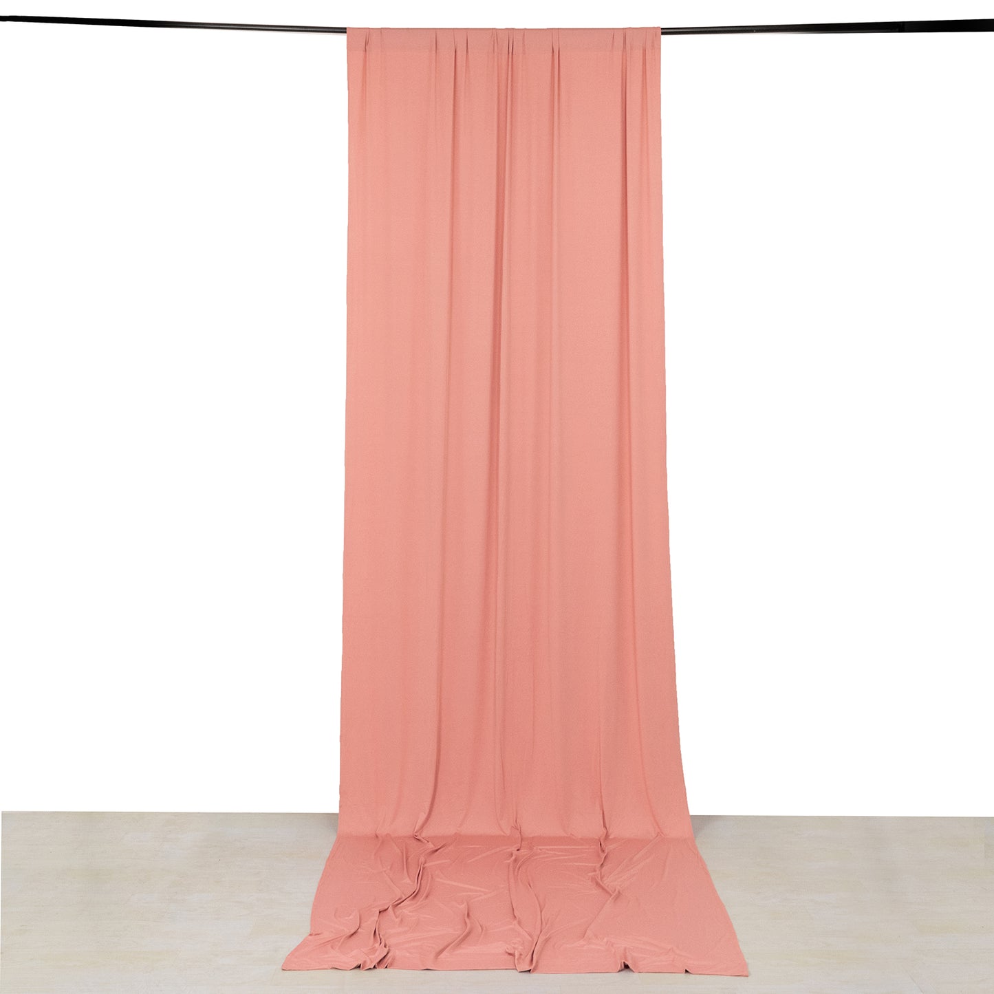 Dusty rose 4-way stretch spandex event curtain drape, wrinkle-free backdrop.