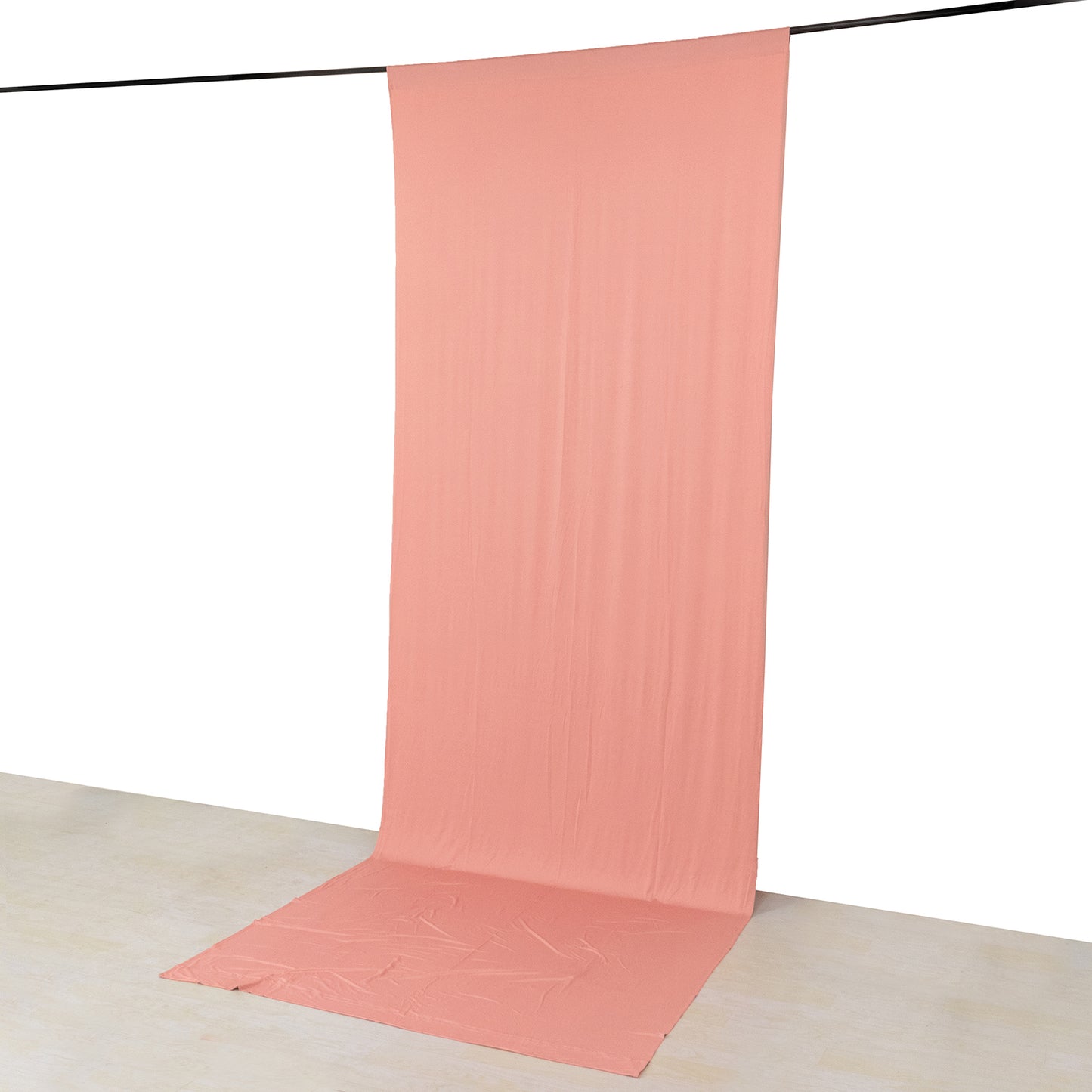 Dusty rose wrinkle-free stretch spandex event curtain drape.