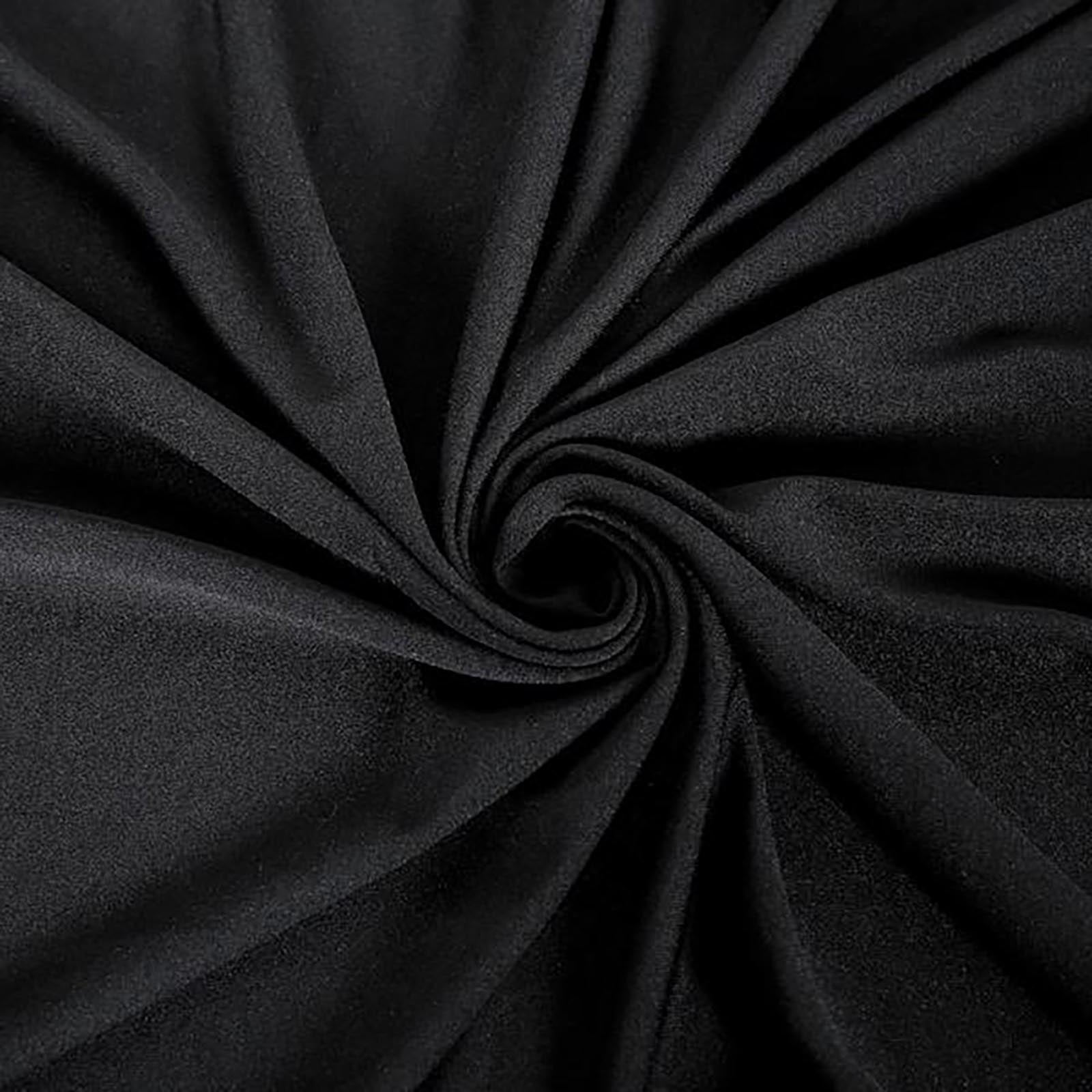 Black 4-way stretch spandex event curtain drapes fabric.