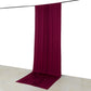 Burgundy 4-way stretch spandex event curtain drapes hanging from a rod.
