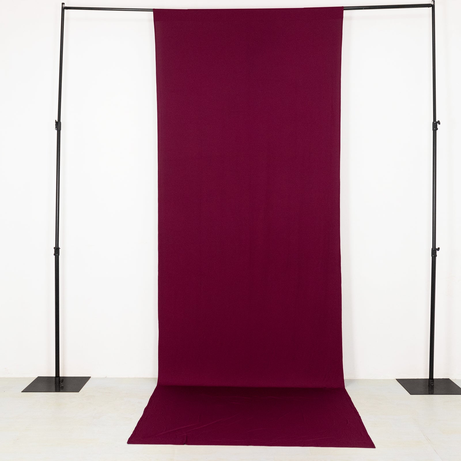 Burgundy 4-way stretch spandex event curtain drapes backdrop panel.