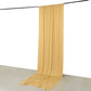 Champagne 4-way stretch spandex event curtain drapes, wrinkle-free backdrop.