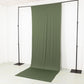 Dusty sage green 4-way stretch spandex event curtain drapes on a backdrop stand.