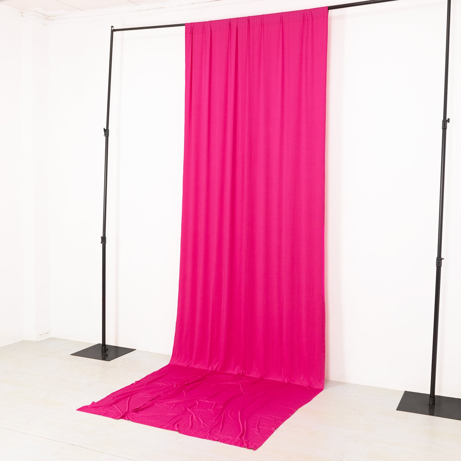 Fuchsia 4-way stretch spandex event curtain drapes backdrop panel.