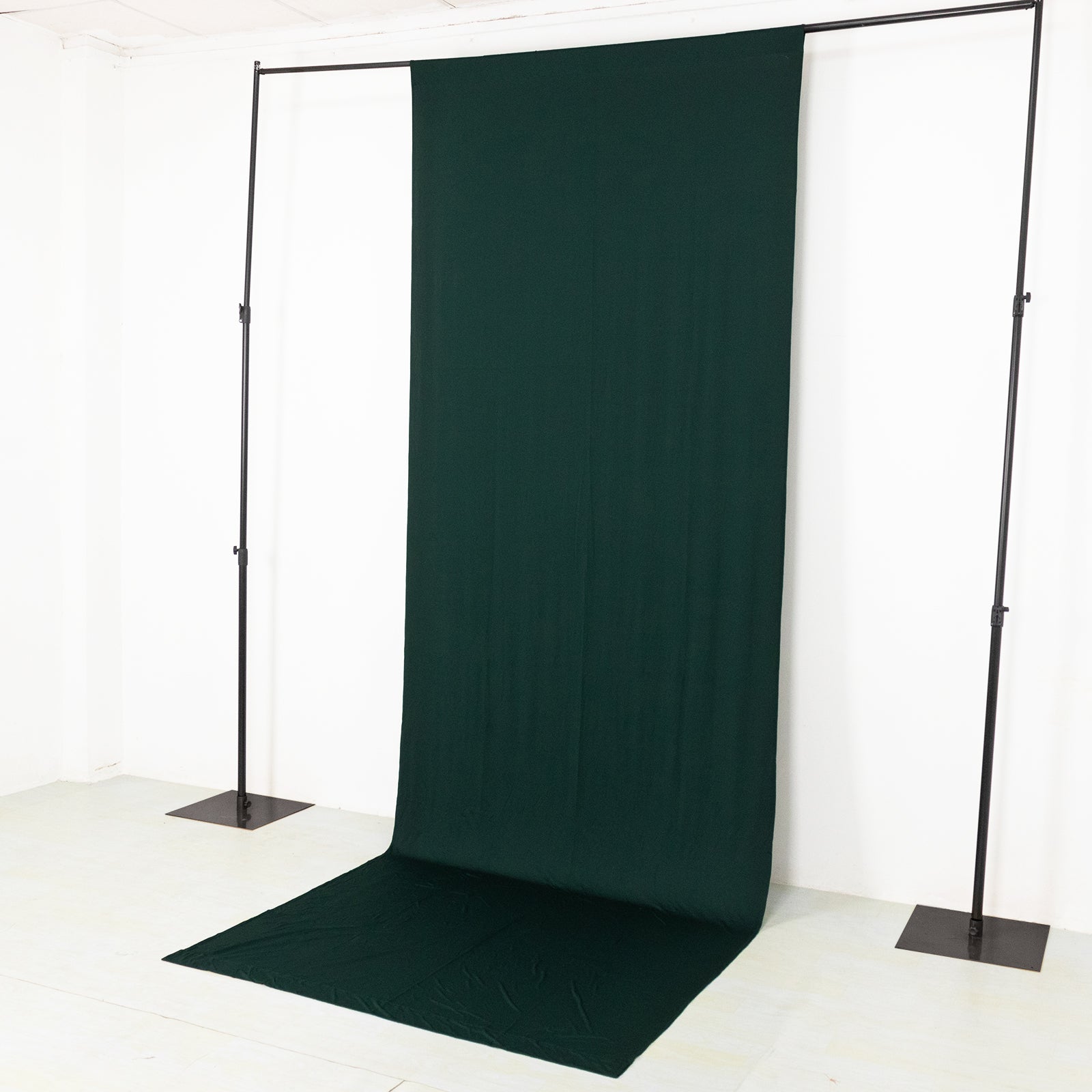 Hunter emerald green 4-way stretch spandex event curtain drapes backdrop.