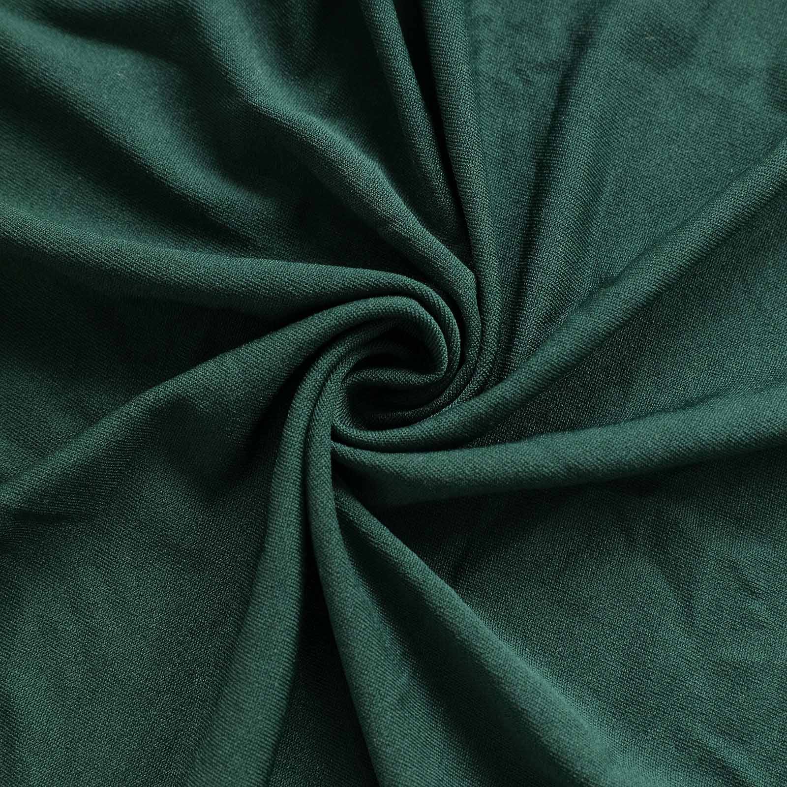 Emerald green 4-way stretch spandex event curtain drapes, wrinkle-free backdrop.