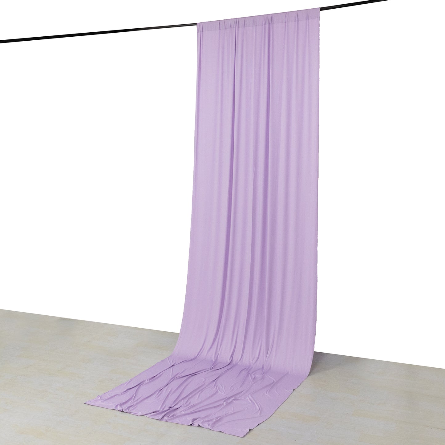 Lavender 4-way stretch spandex event curtain drapes, wrinkle-free backdrop.