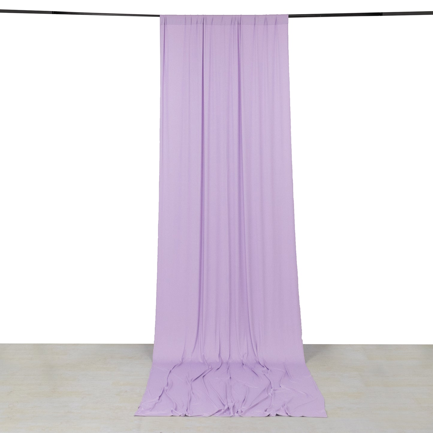 Lavender 4-way stretch spandex event curtain drape backdrop panel.