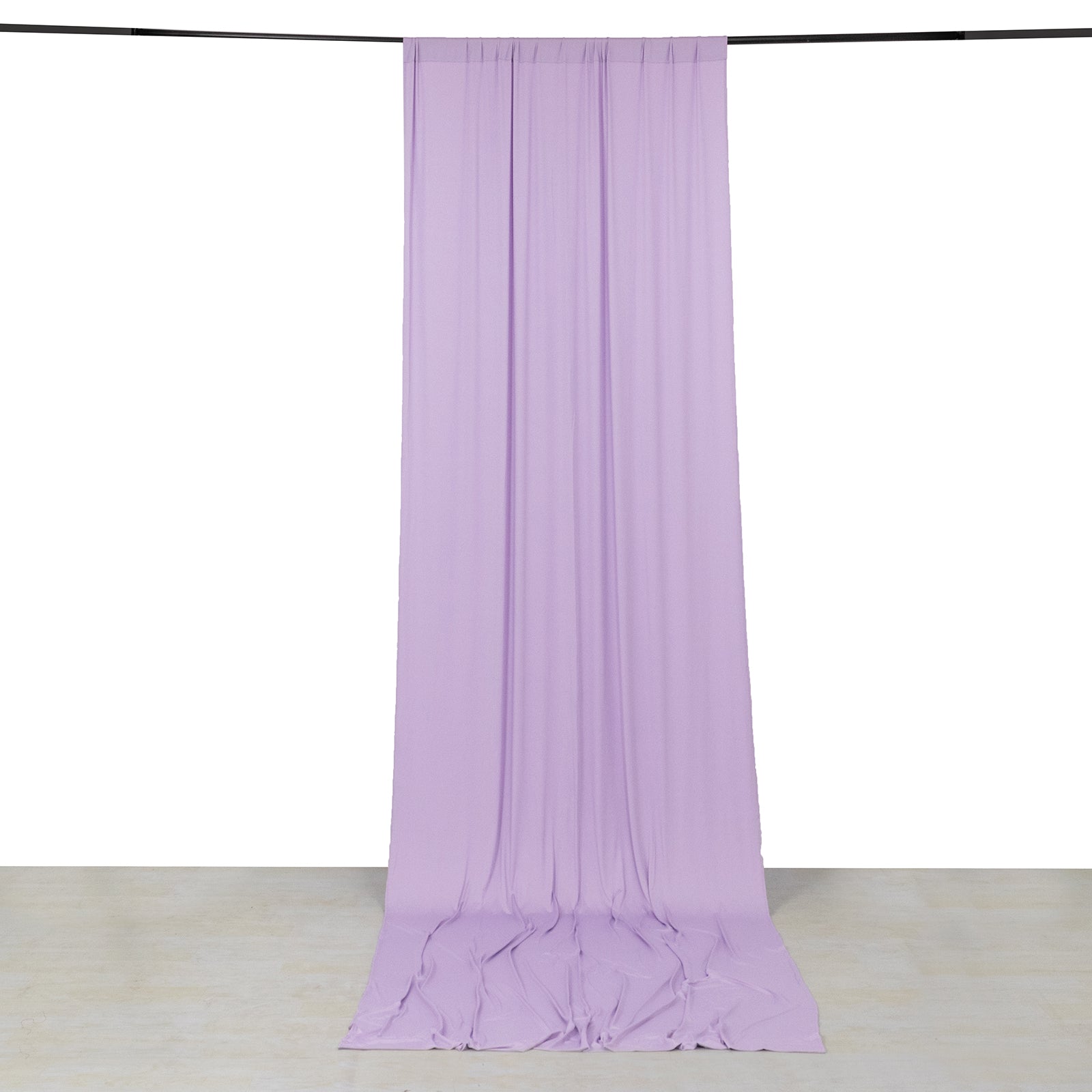 Lavender 4-way stretch spandex event curtain drape backdrop panel.