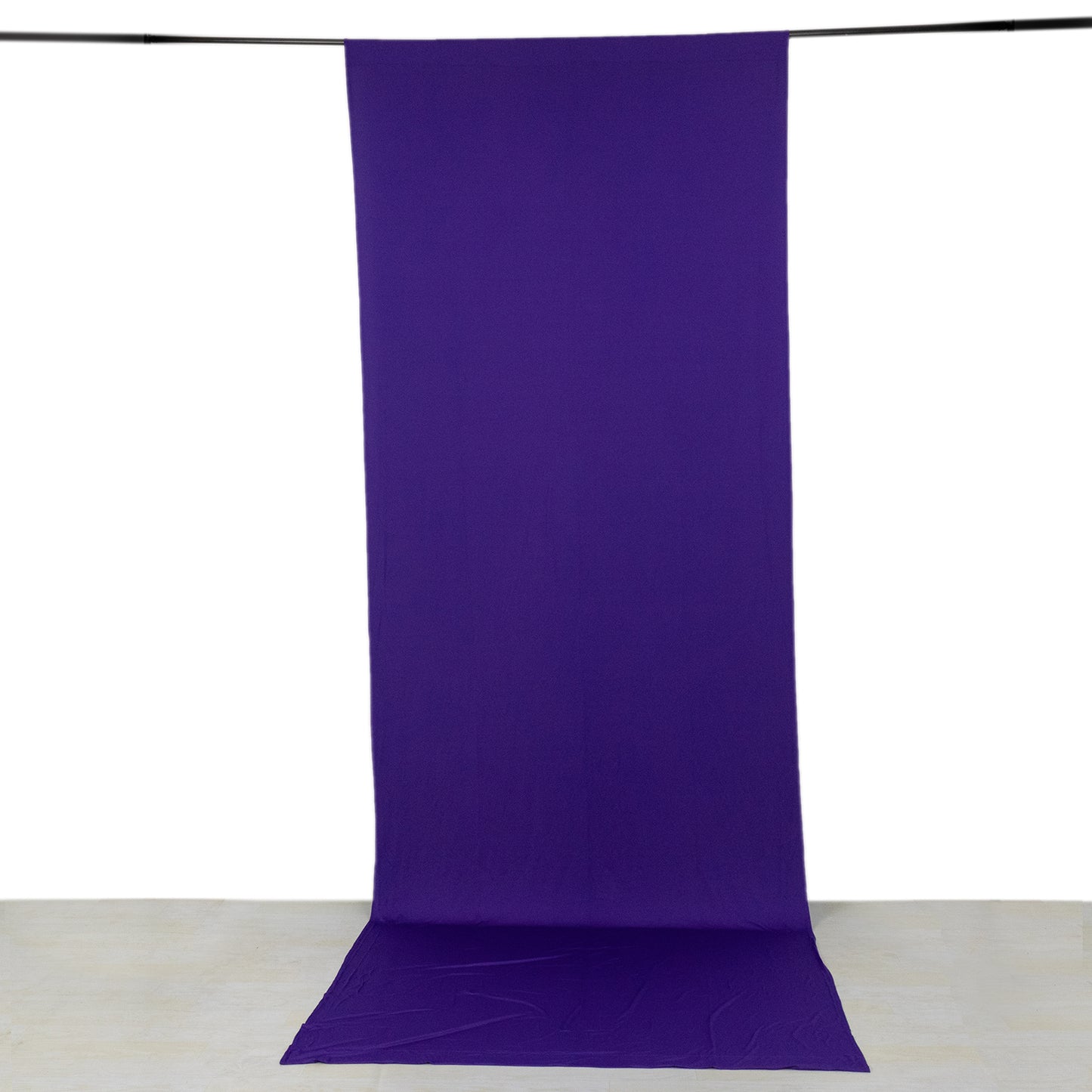 Purple 4-way stretch spandex event curtain drape backdrop panel.