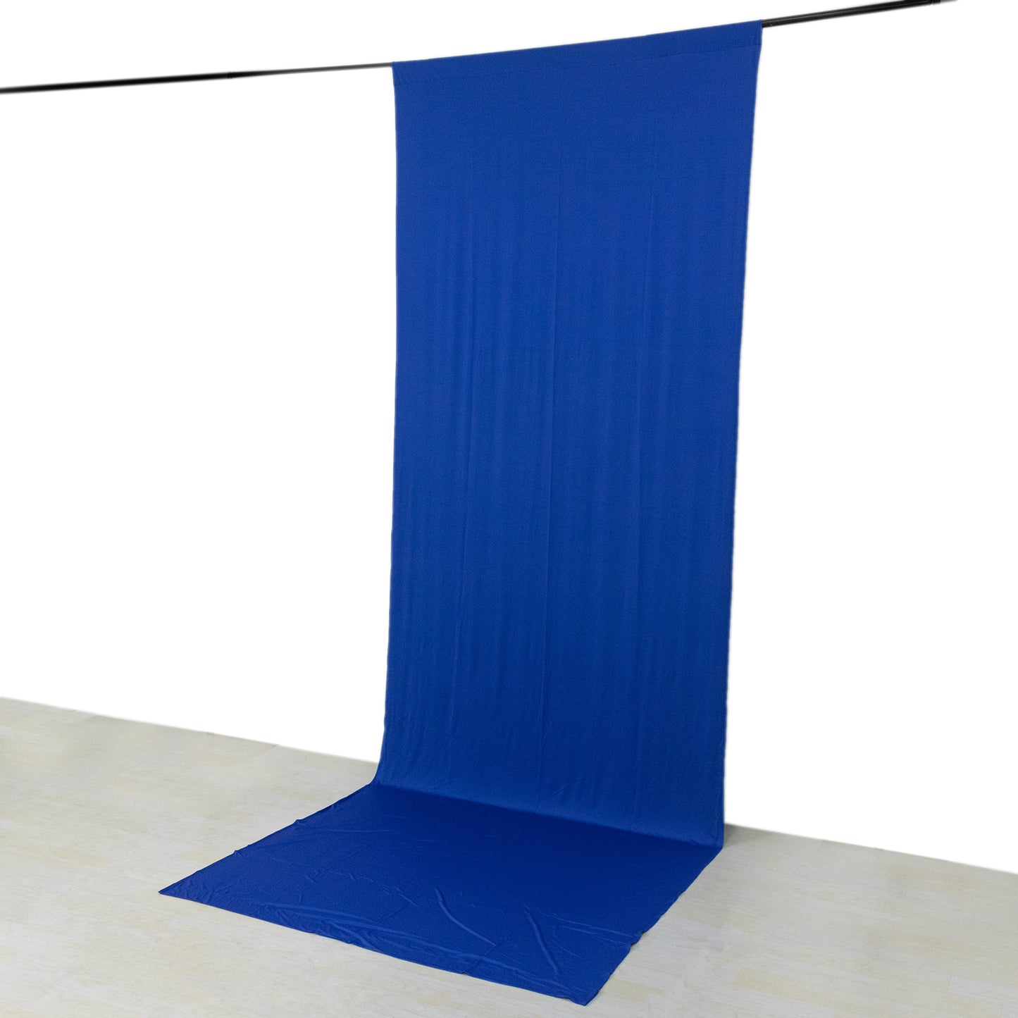 Royal blue 4-way stretch spandex event curtain drapes, wrinkle-free backdrop.