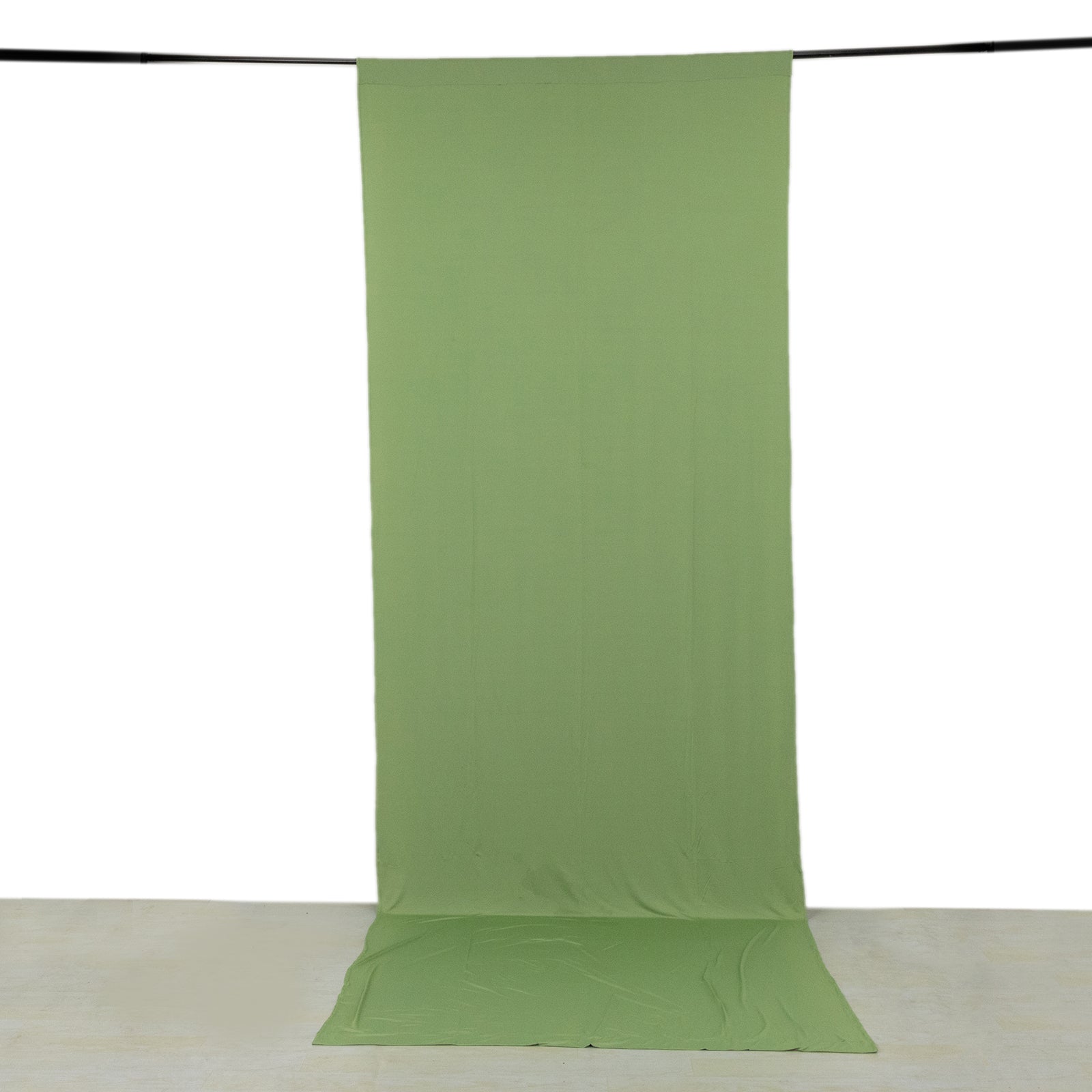 Sage green 4-way stretch spandex event curtain drapes backdrop.