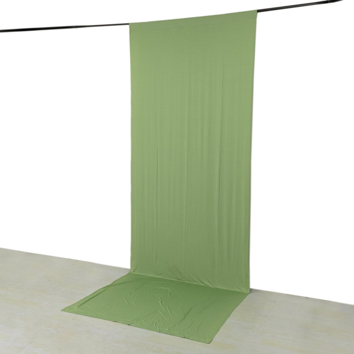 Sage green 4-way stretch spandex event curtain drapes backdrop panel.