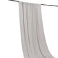 Silver 4-way stretch spandex event curtain drapes, wrinkle-free backdrop.