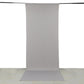 Silver 4-way stretch spandex event curtain drapes backdrop panel.