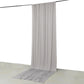 Silver 4-way stretch spandex event curtain drapes for backdrop use.