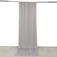 Silver 4-way stretch spandex event curtain drapes, wrinkle-free backdrop panel.