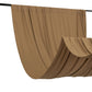 Taupe 4-way stretch spandex event curtain drapes, wrinkle-free backdrop.