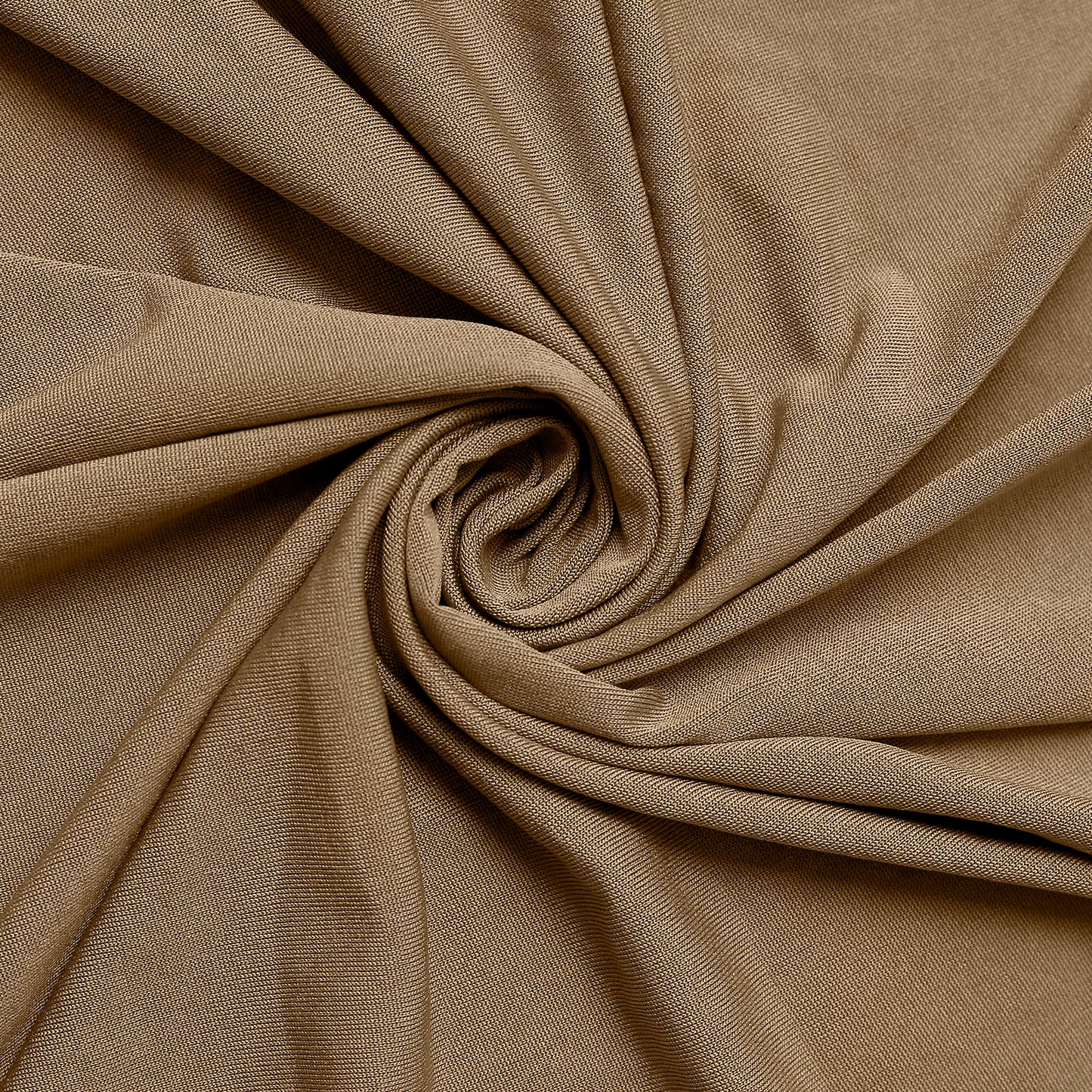 Taupe 4-way stretch spandex event curtain drapes, wrinkle-free backdrop panel.