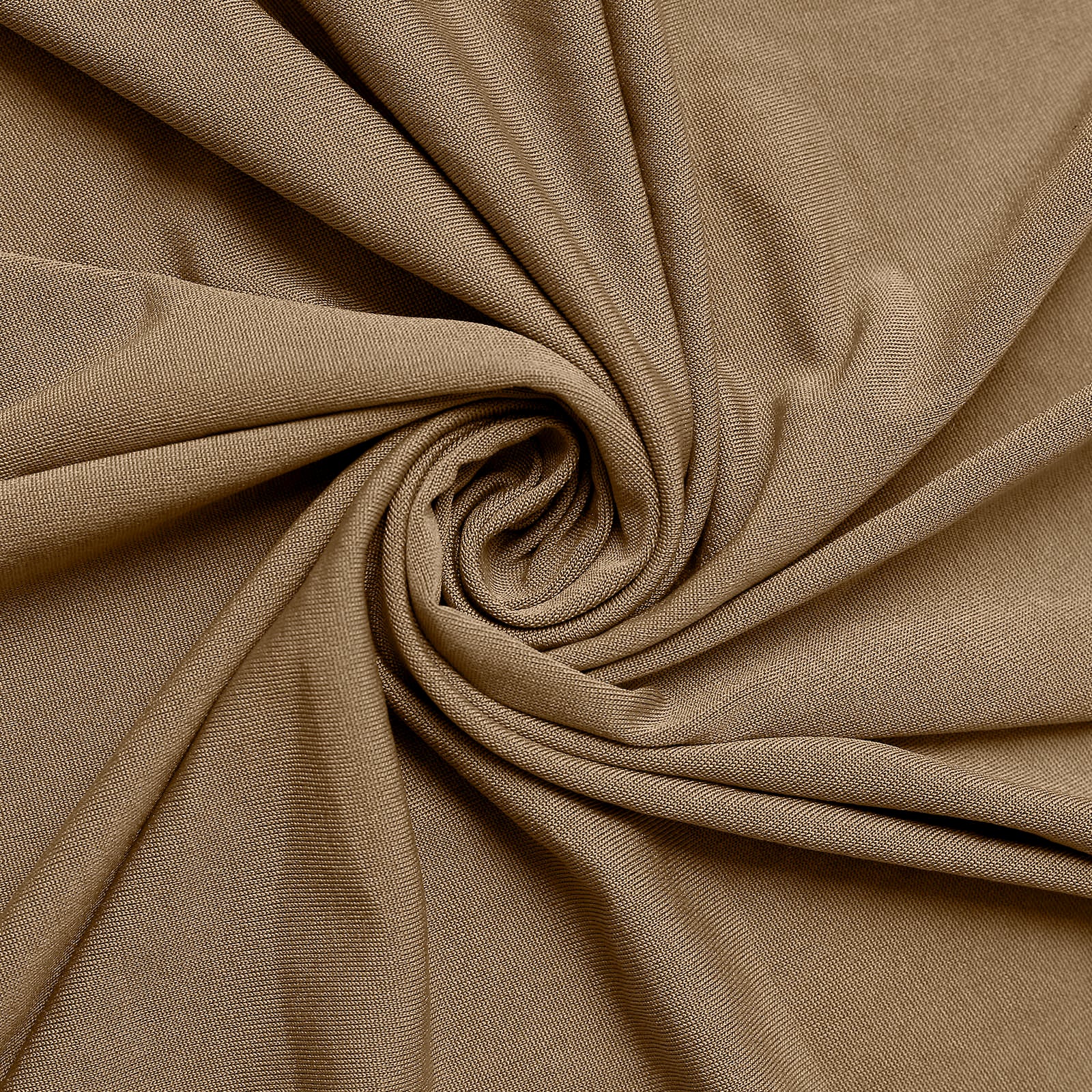 Taupe 4-way stretch spandex event curtain drapes, wrinkle-free backdrop panel.