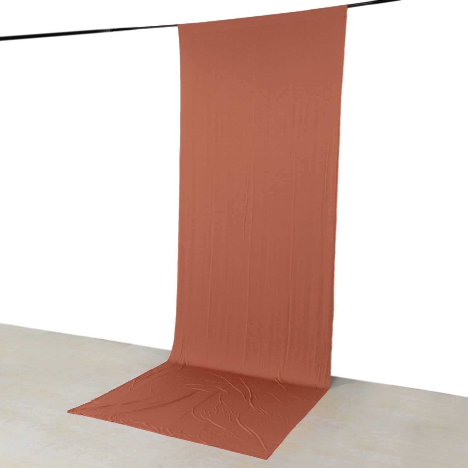Terracotta 4-way stretch spandex backdrop curtain drapes, wrinkle-free, 5ftx14ft.