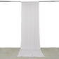 White 4-way stretch spandex event curtain drapes, wrinkle-free backdrop.