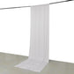 White 4-way stretch spandex event curtain drapes hanging from a rod.