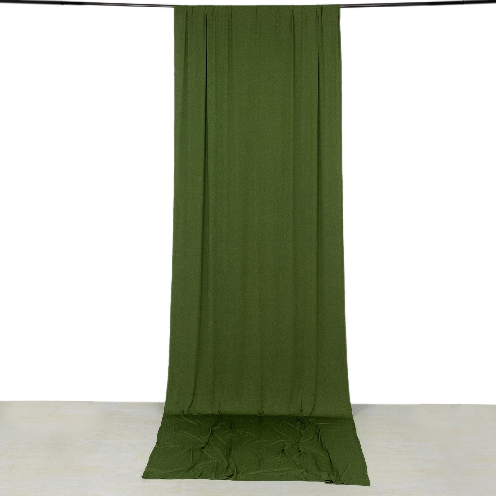 Olive green 4-way stretch spandex event curtain drapes.