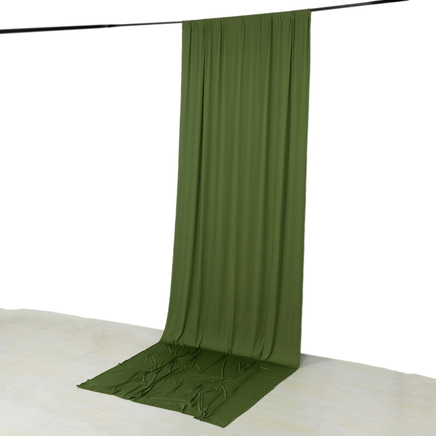 Olive green 4-way stretch spandex event curtain drapes backdrop.
