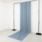 Dusty blue 4-way stretch spandex event curtain drapes on a backdrop stand.