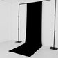 Black 4-way stretch spandex curtain drapes for events, wrinkle-free backdrop.