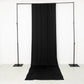 Black 4-way stretch spandex event curtain drapes on a backdrop stand.