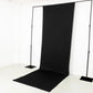 Black 4-way stretch spandex event curtain drapes backdrop panel.