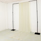 Ivory 4-way stretch spandex event curtain drapes on a backdrop stand.